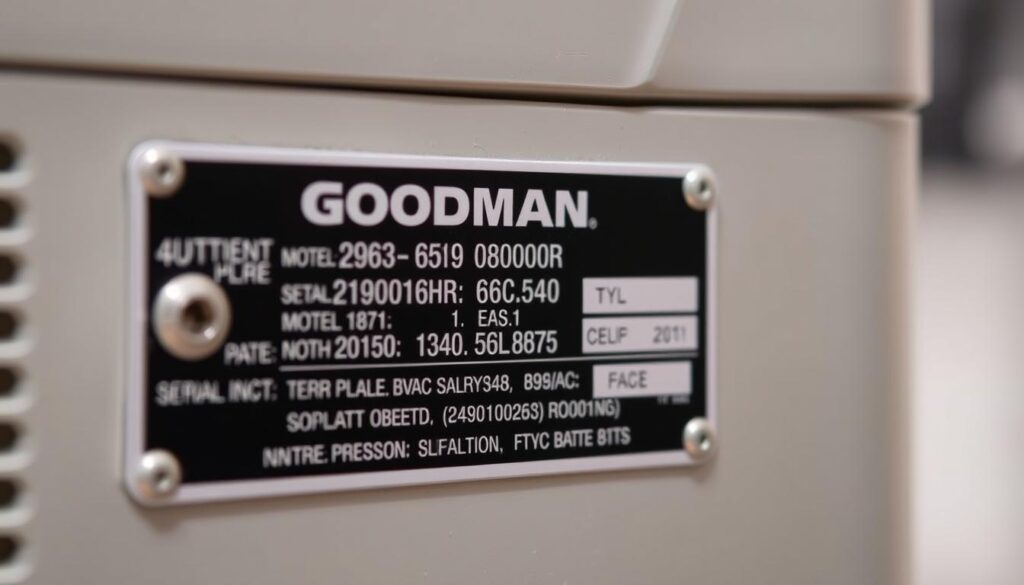Goodman HVAC Data Plate Location
