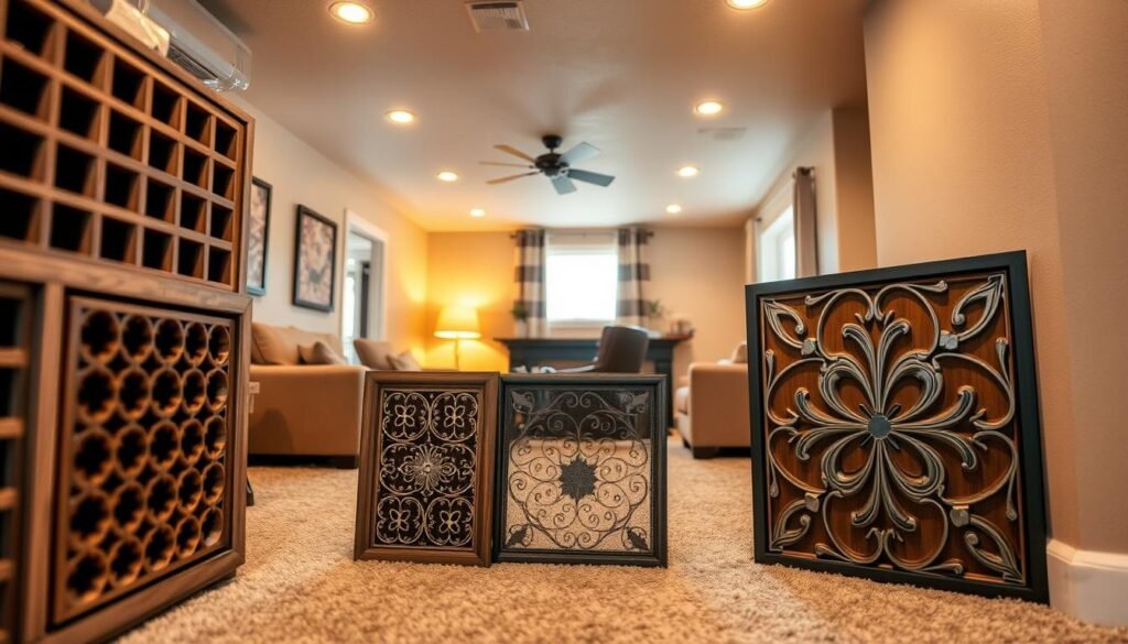 Decorative HVAC Duct Covers in Basement