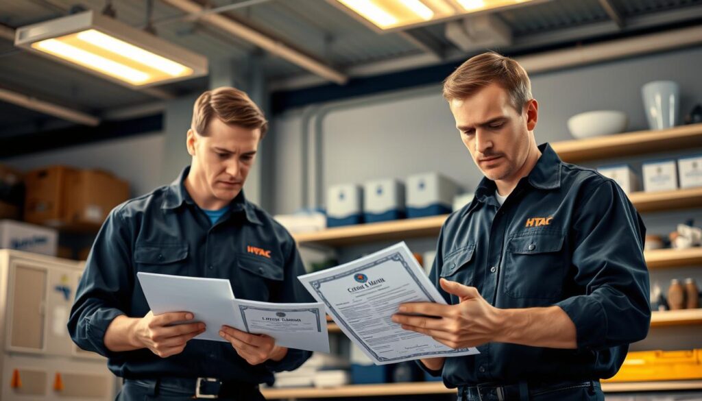 Licensed HVAC Technicians Checking Credentials Licensed HVAC Technicians Checking Credentials